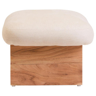 Parova Cream Textured Linen Footstool