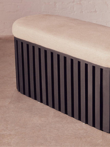 Perdoba Black Mango Wood and Cream Linen Bench