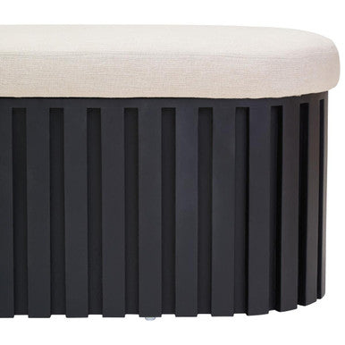 Perdoba Black Mango Wood and Cream Linen Bench