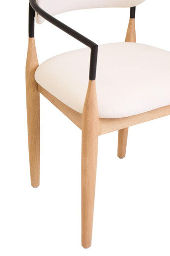 Persolo Cream Textured Dining Chair with Wood Frame