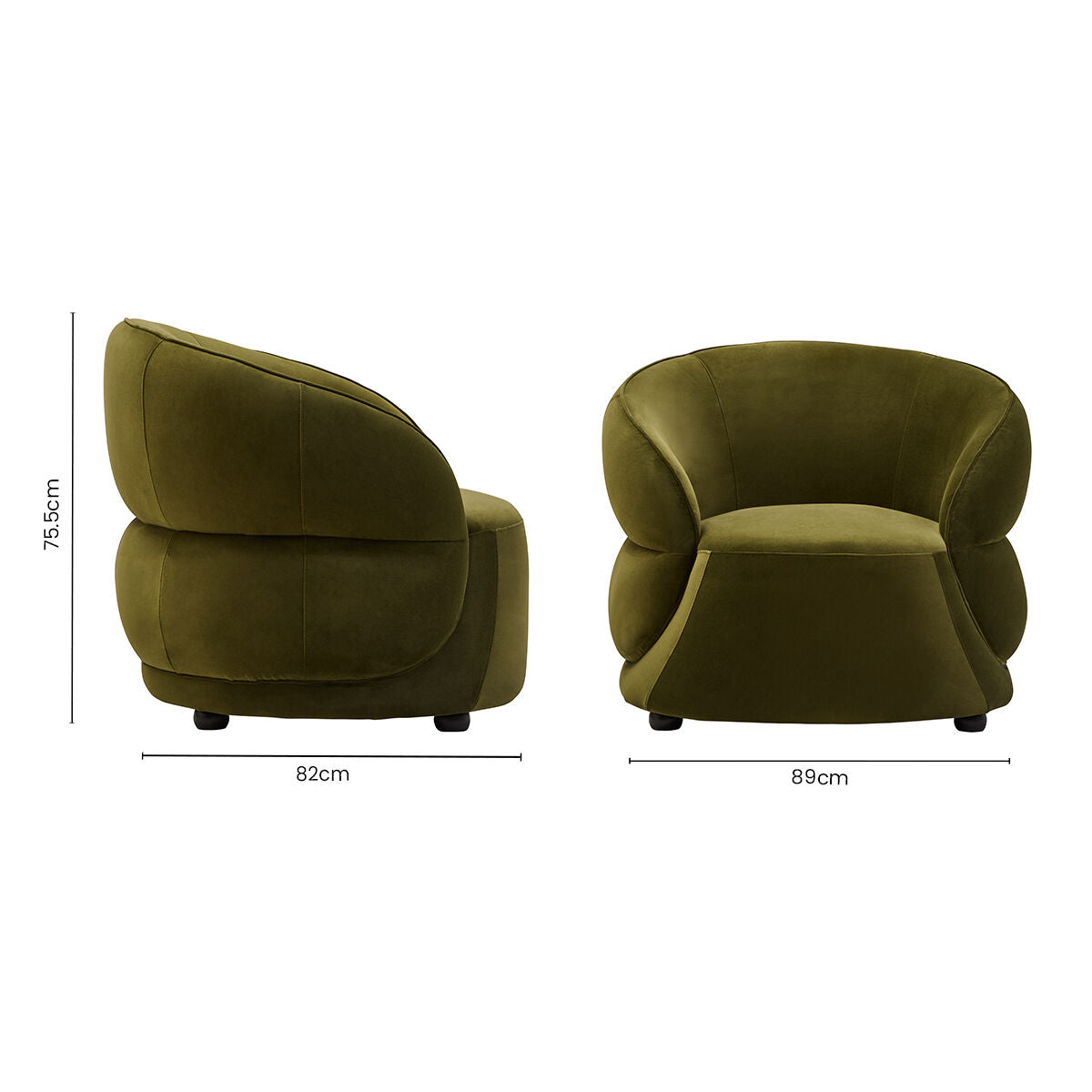 Darla Forest Green Curved Velvet Chair