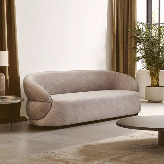 3 Seater Taupe Chenille Sofa, Daphne