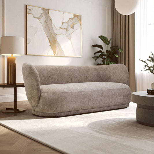 3 Seater Deep Stone Chenille Curved Sofa, Delray