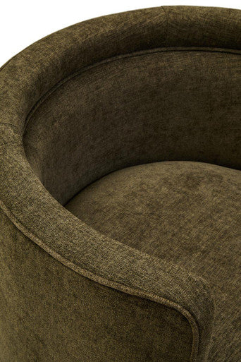 Drake Forest Green Chenille Curved Chair