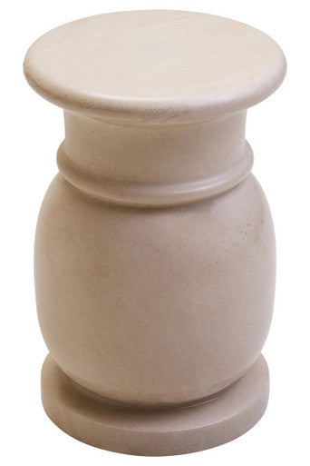 Cream Marble Multi Use Stool and Side Table with Refined Smooth Surface, Zoro