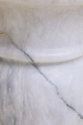 Zoro White Marble Side Table and Stool