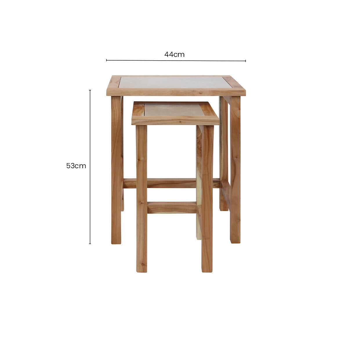 Womad Cream Marble and Wooden Small Set of 2 Side Tables
