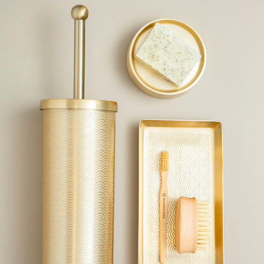 Allegra Champagne Aluminium Soap Dish with Line Effect