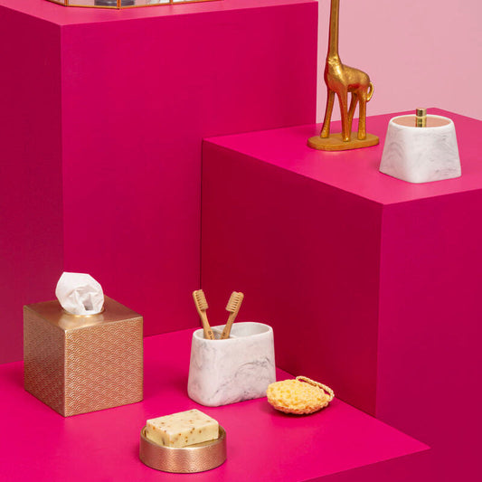 Allegra Champagne Aluminium Tissue Box with Etched Detail