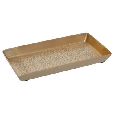 Allegra Champagne Aluminium Bathroom Tray with Etched Detail