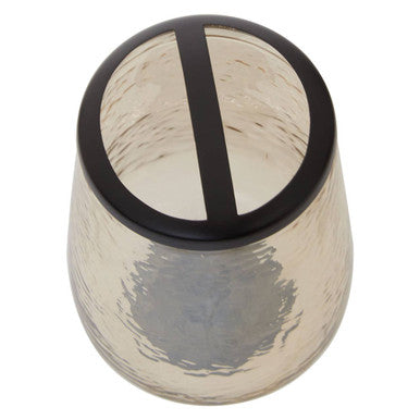 Allegra Black and Gold Glass Toothbrush Holder with Textured Detail