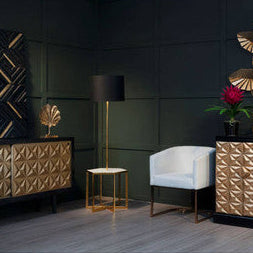 Sika White Marble and Gold Floor Lamp