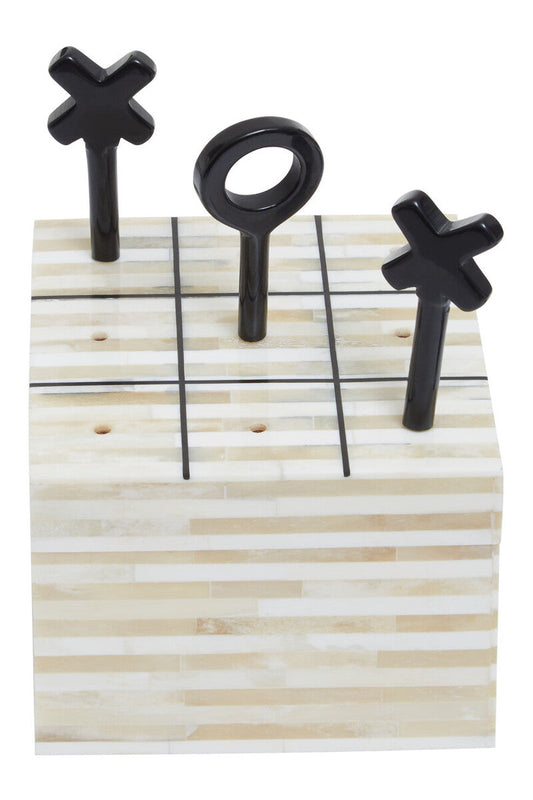 Churchill Games Cream and Black Bone Noughts & Crosses