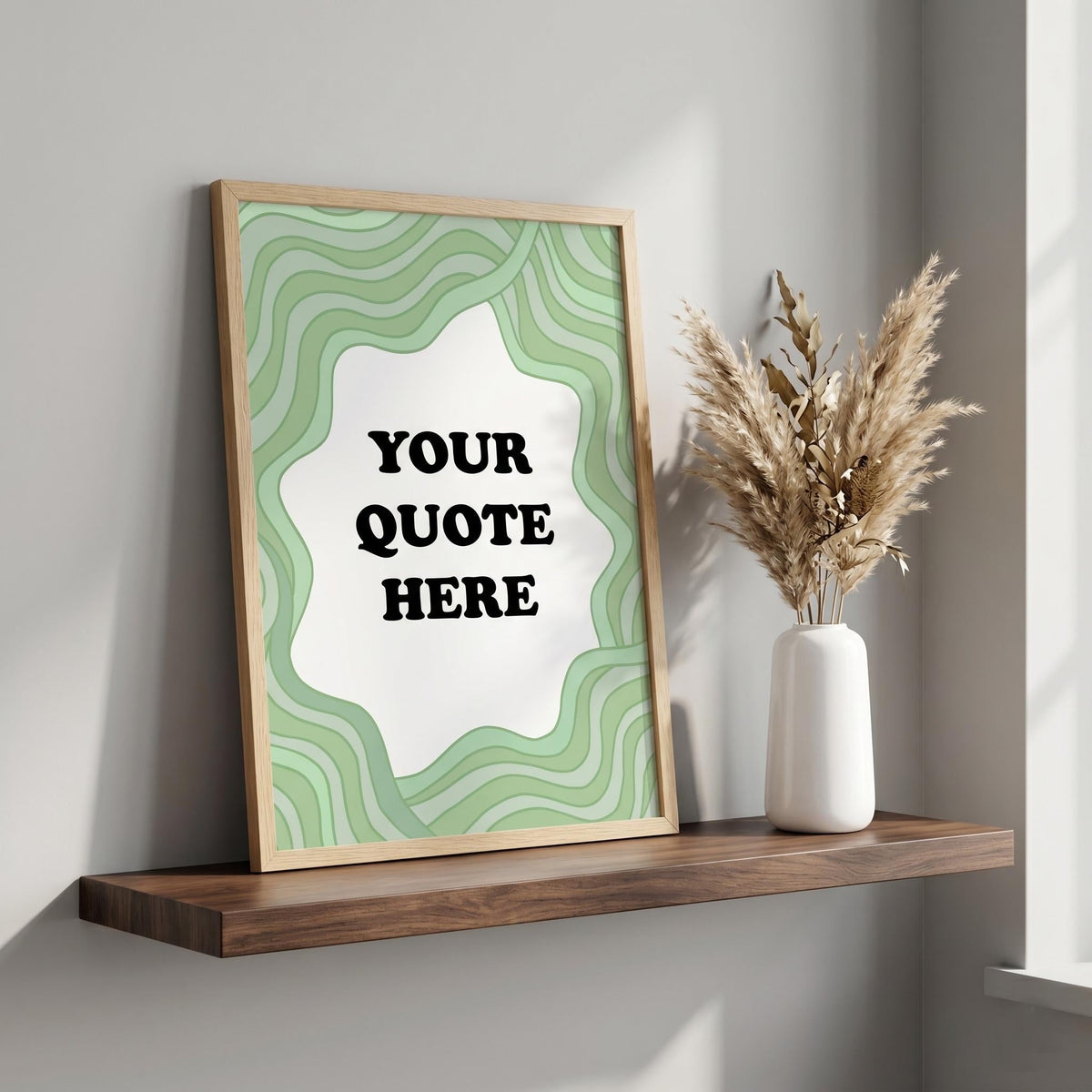 Custom Quote Art Print | Retro Wavy Border, Minimalist Wall Decor