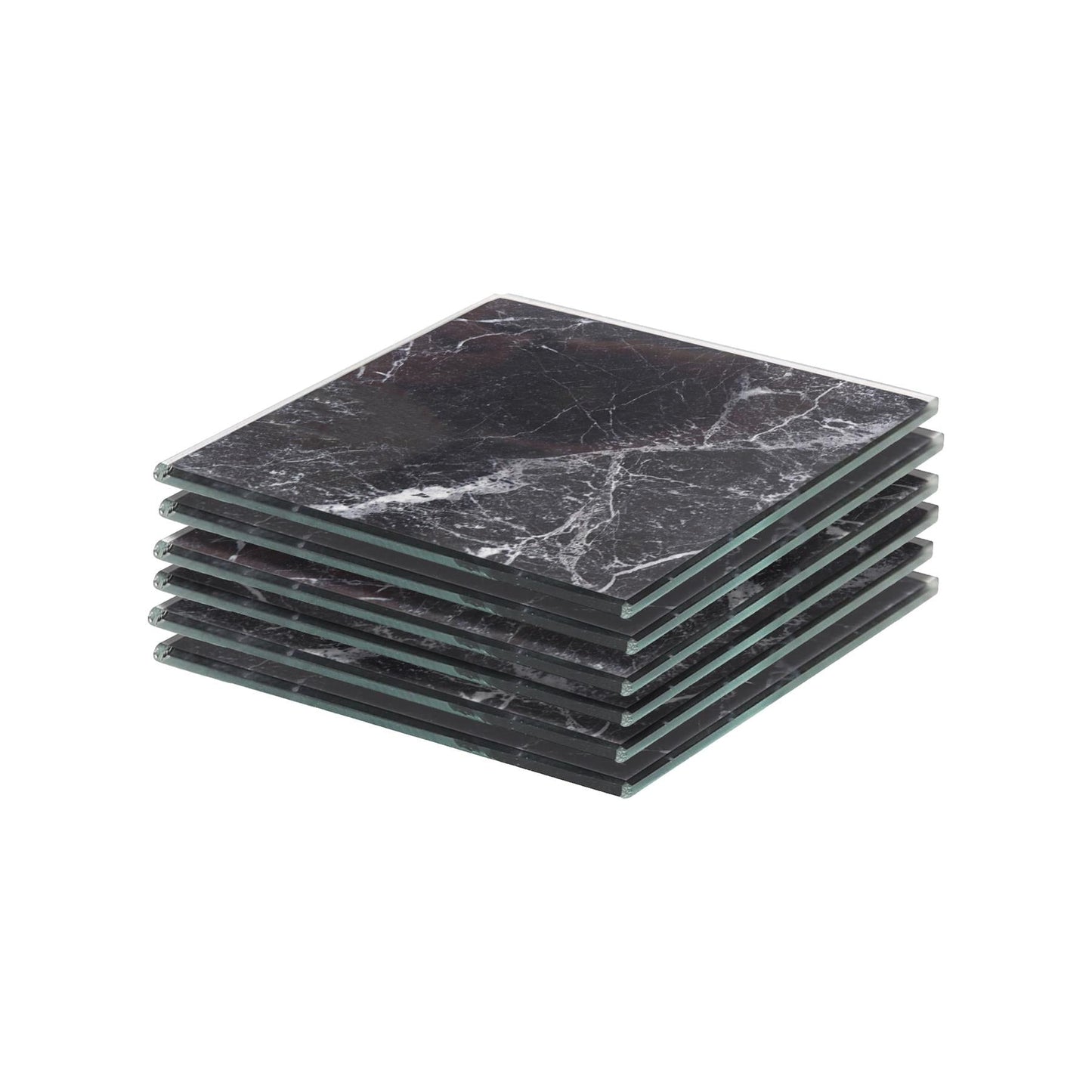 Square Glass Coasters - Marble - Pack of 6