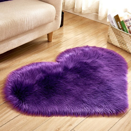 Heart Shaped Fluffy Rug - Non-Slip Plush Living Room Carpet Decor
