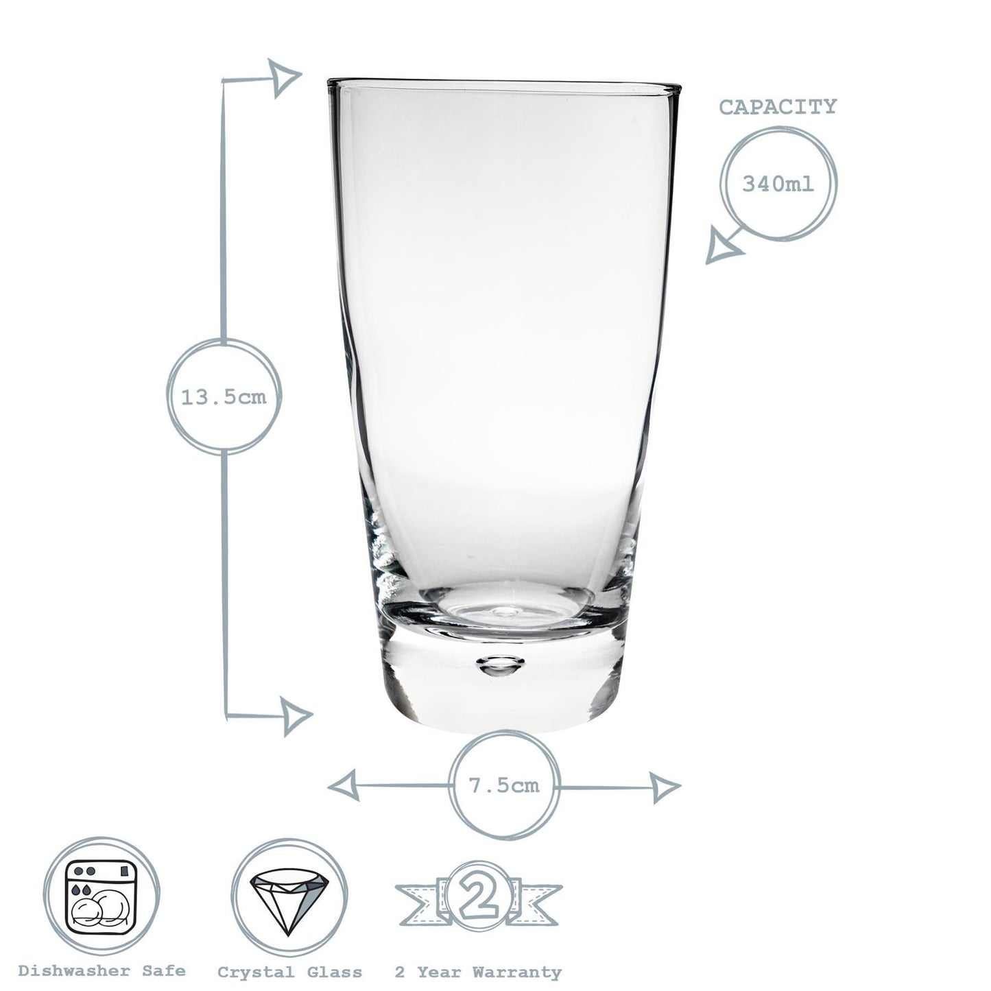 340ml Luna Highball Glasses - Pack of Four
