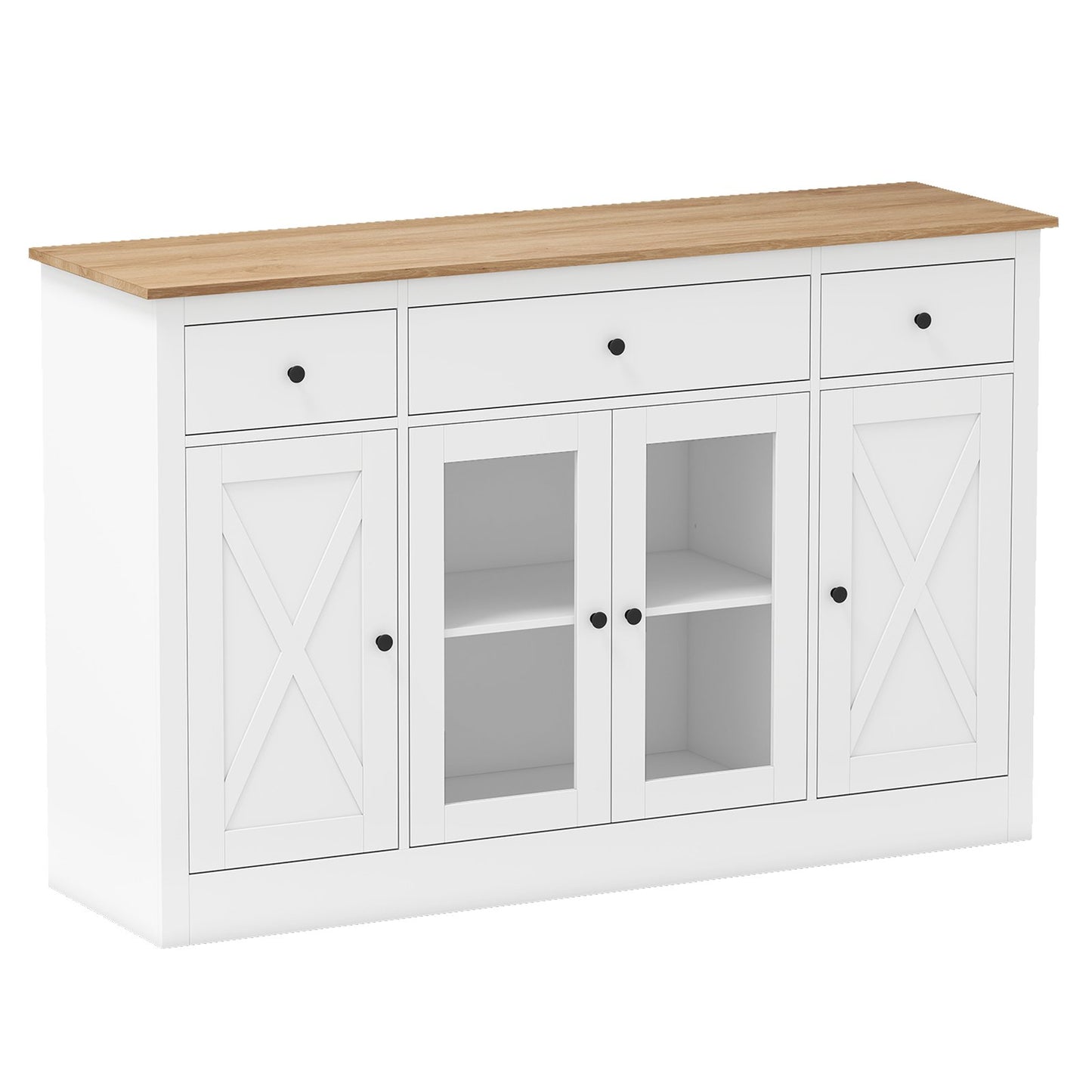 55” Large Buffet Sideboard Kitchen Storage Modern Coffee Bar Cabinet-Black