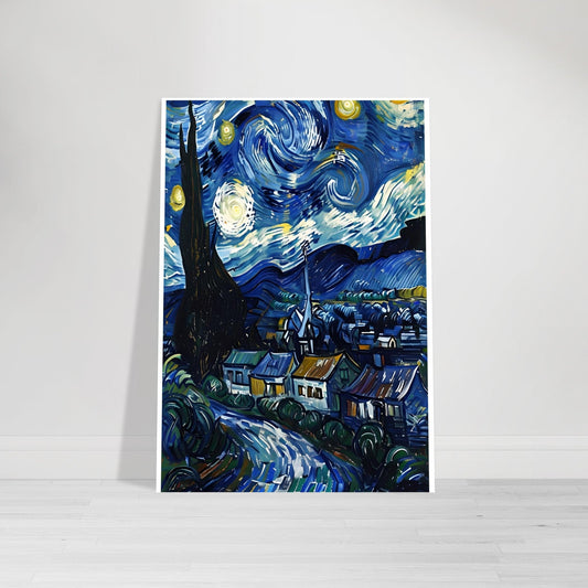 Starry Night Inspired Fine Art Print | Van Gogh Masterpiece Reproduction Poster | Classic Wall Decor