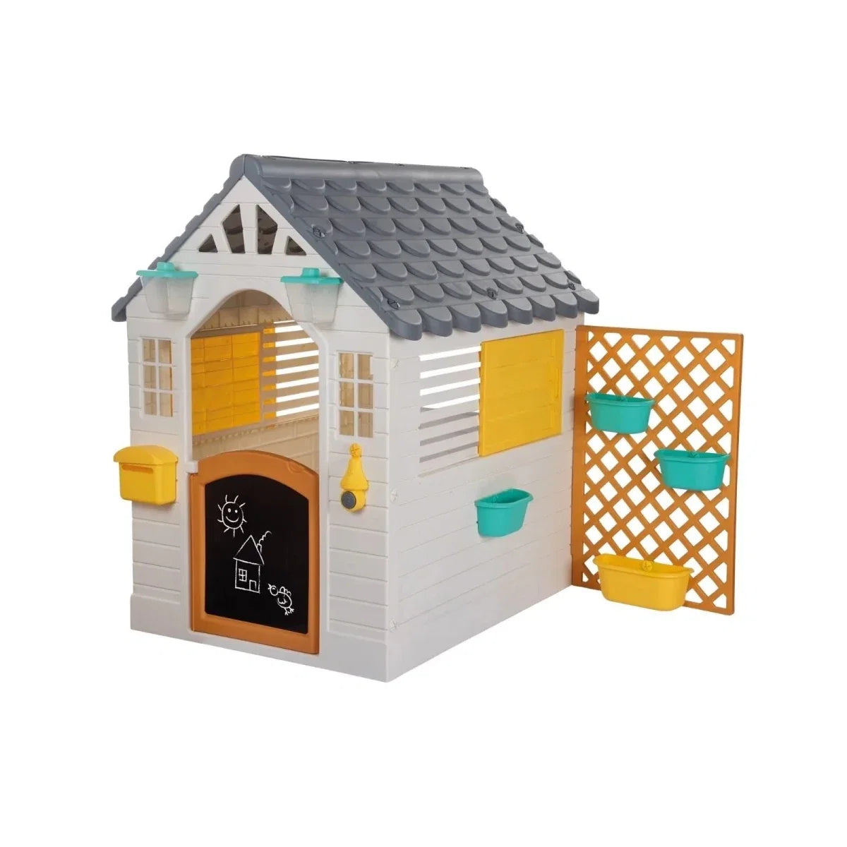 Dolu Deluxe Garden Playhouse with Fence – White