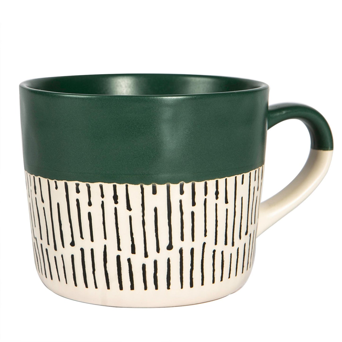 450ml Multicoloured Colour Block Dash Stoneware Coffee Mugs - Pack of Six