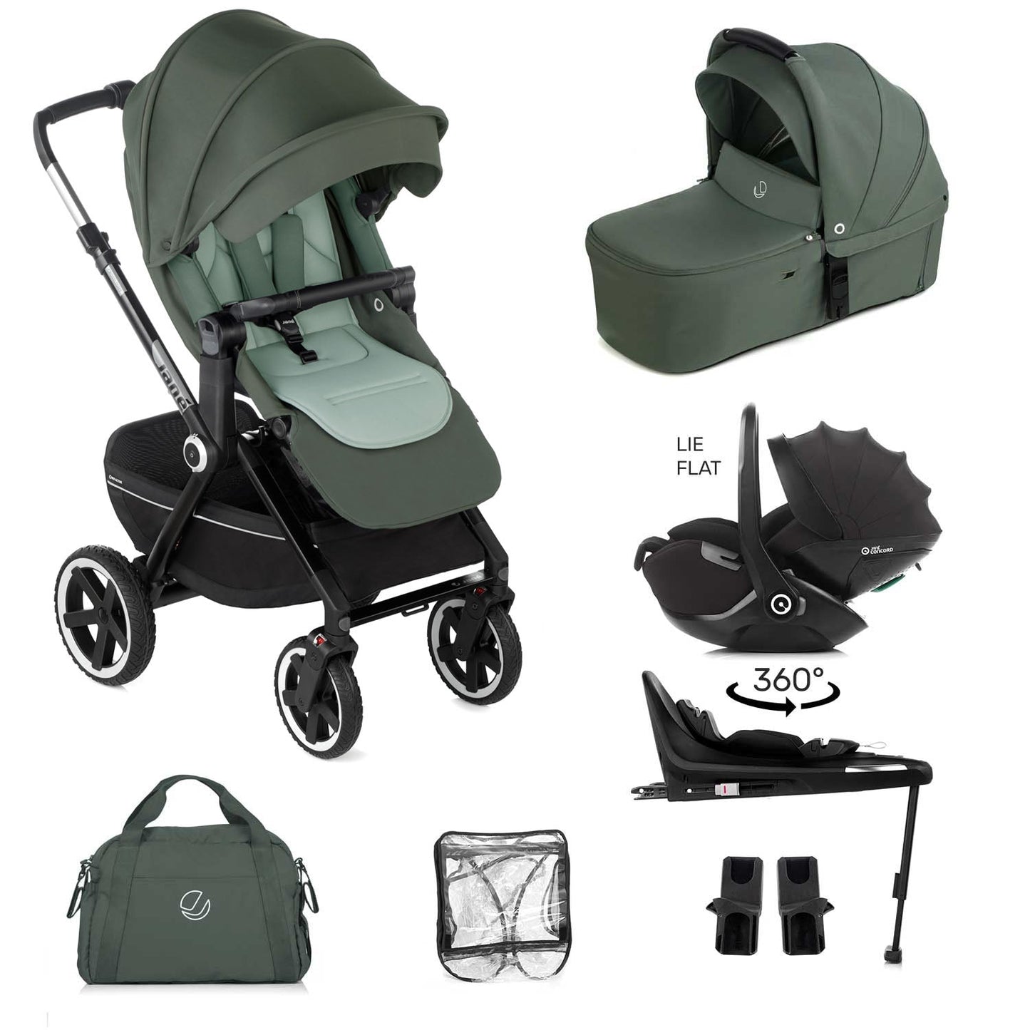 Jane Crosslight-3 Trio Kombibaby 360 Lie-Flat Car Seat Travel System