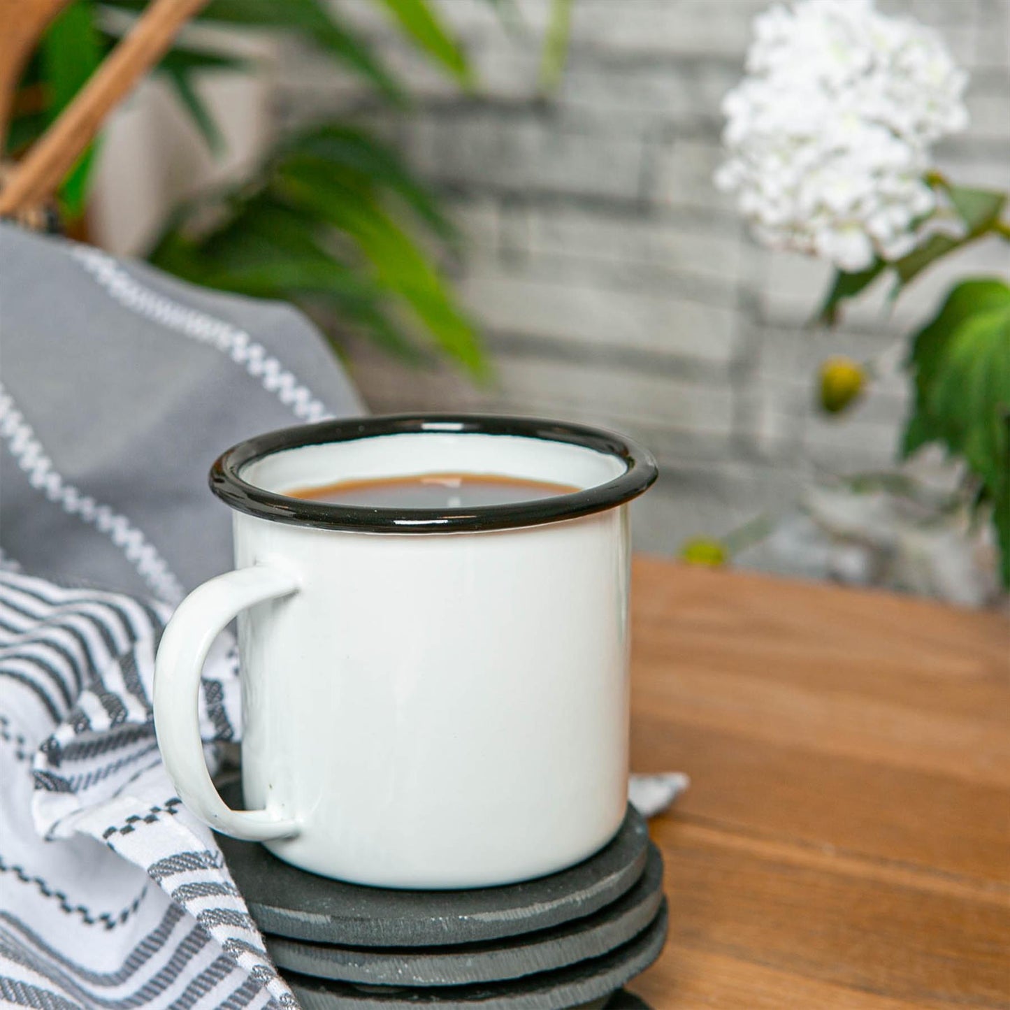 375ml White Enamel Mugs - Pack of Six
