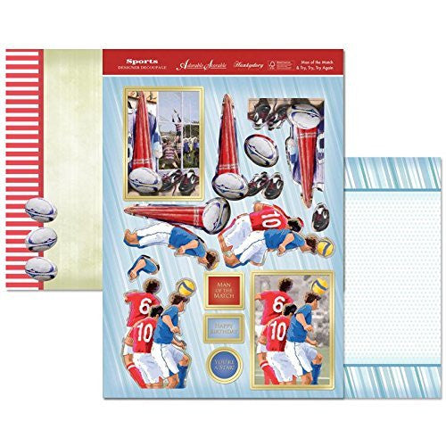 hunkydory sports & leisure time designer decoupage set man of the match & try,try,try again