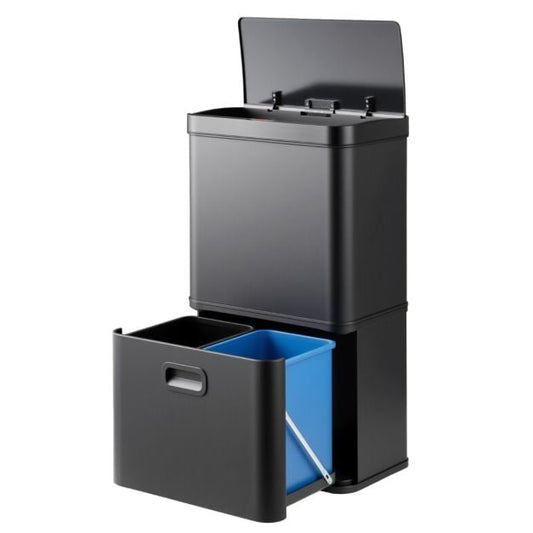 56L Stainless Steel Trash Can Touchless Recycling Garbage Bin with Smart Sensor Technology