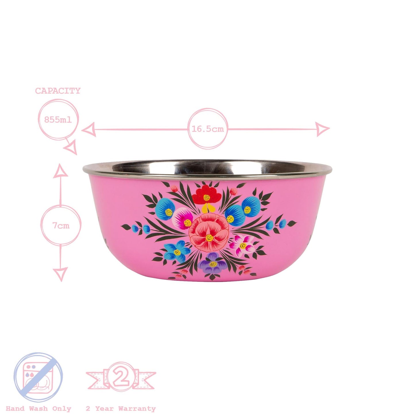 3pc Pansy Stainless Steel Picnic Bowl Set