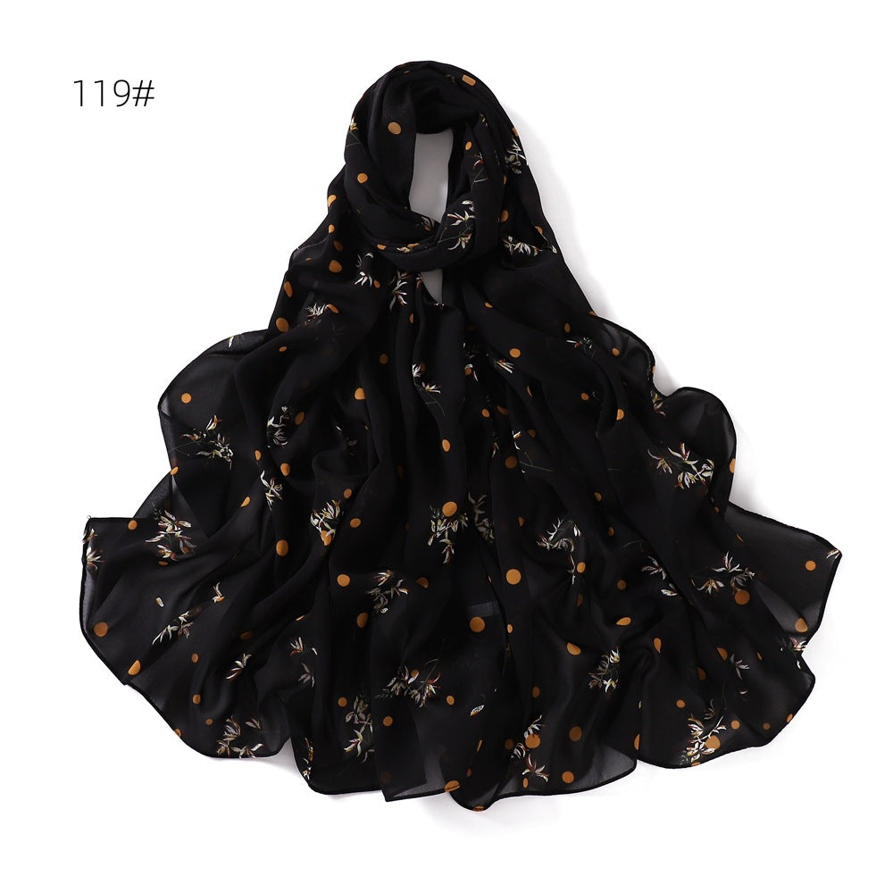 Versatile Chiffon Scarf - Lightweight Printed Shawl & Wrap