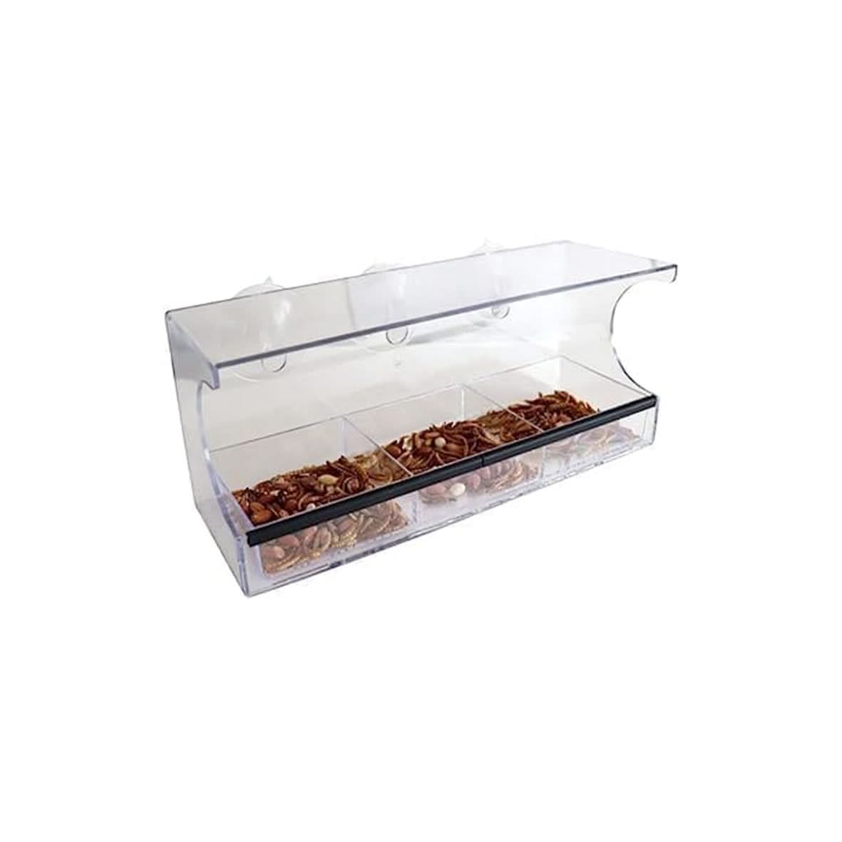Large Window Bird Feeder with Suction Cups and 3 Feeding Sections