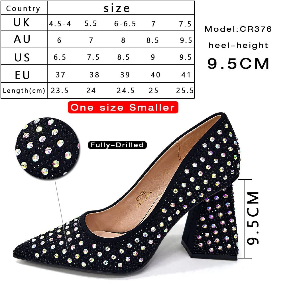 Elegant Women's Yellow PointShoes and Bag Set Rhinestone For Party And Wedding