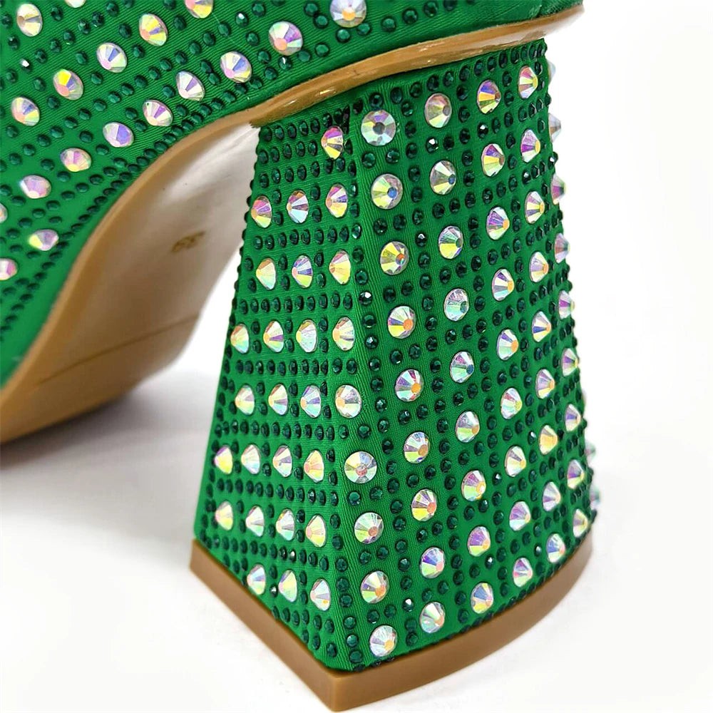 Elegant Women's Yellow PointShoes and Bag Set Rhinestone For Party And Wedding