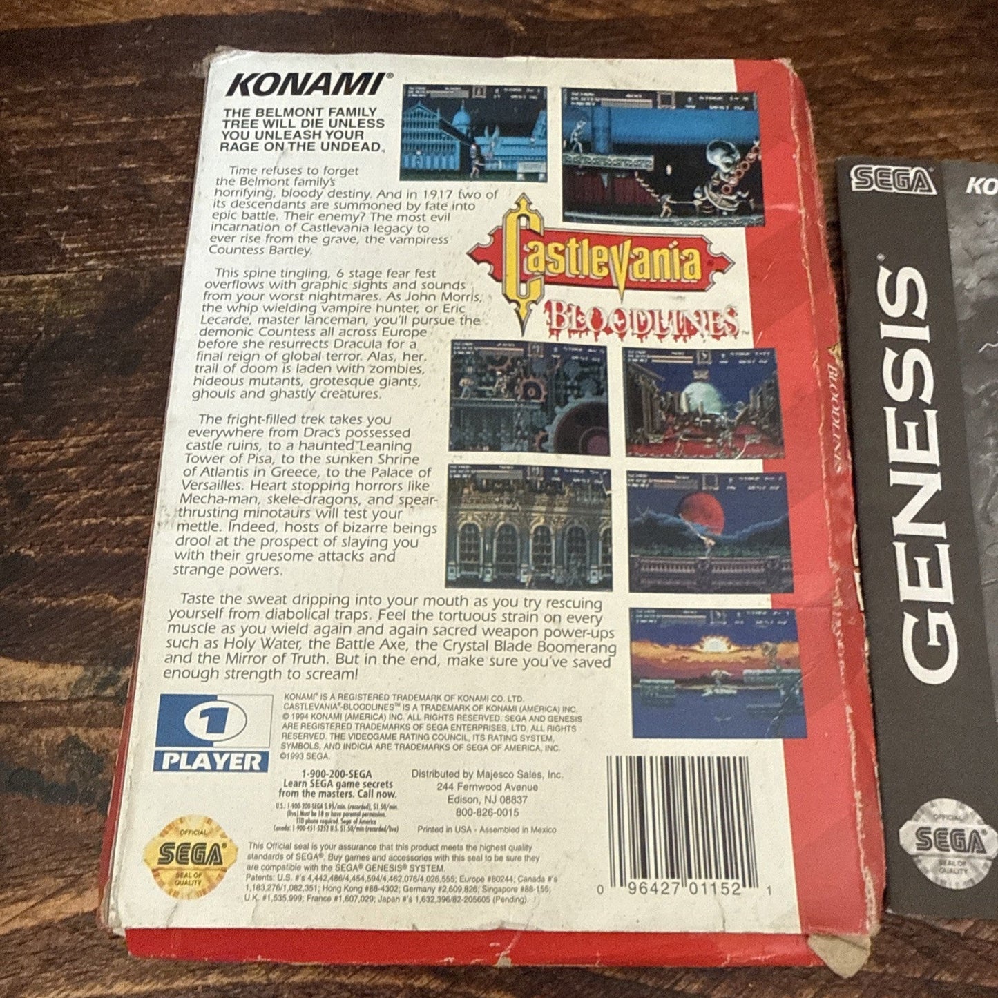 Castlevania: Bloodlines (Sega Genesis, 1994) Cardboard Authentic COMPLETE ⭐️