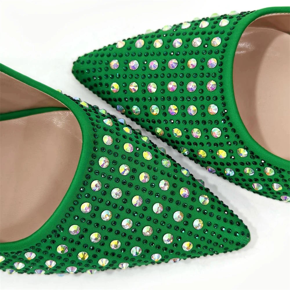 Elegant Women's Yellow PointShoes and Bag Set Rhinestone For Party And Wedding