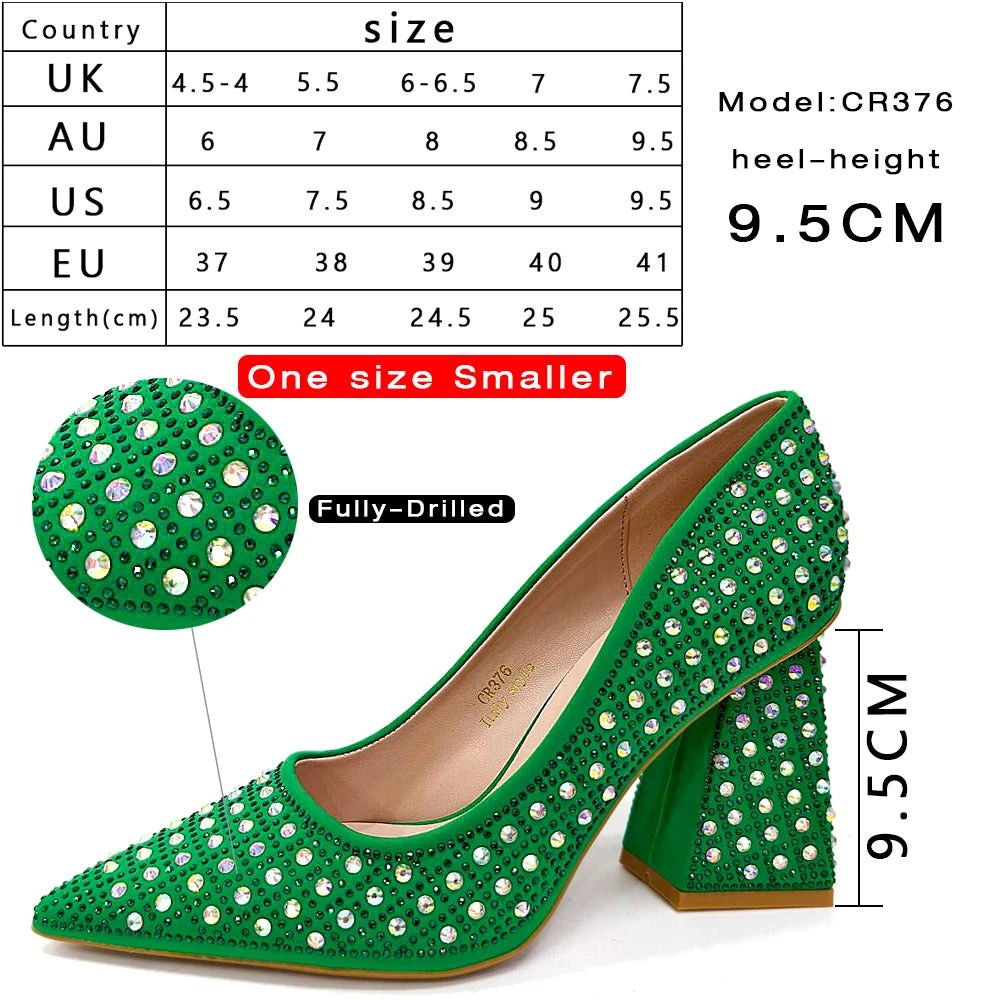Elegant Women's Yellow PointShoes and Bag Set Rhinestone For Party And Wedding