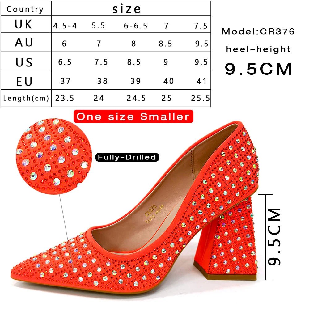 Elegant Women's Yellow PointShoes and Bag Set Rhinestone For Party And Wedding