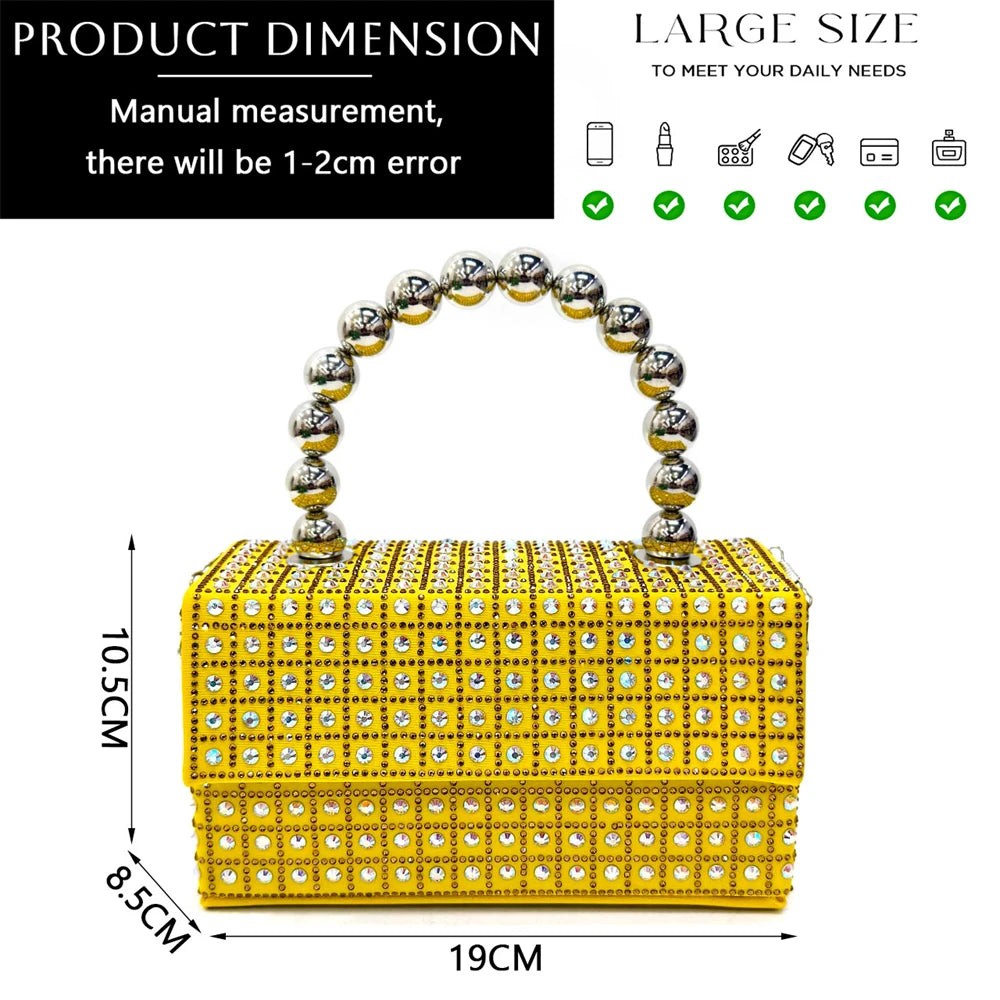 Elegant Women's Yellow PointShoes and Bag Set Rhinestone For Party And Wedding