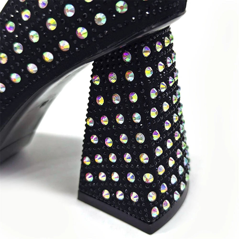 Elegant Women's Yellow PointShoes and Bag Set Rhinestone For Party And Wedding