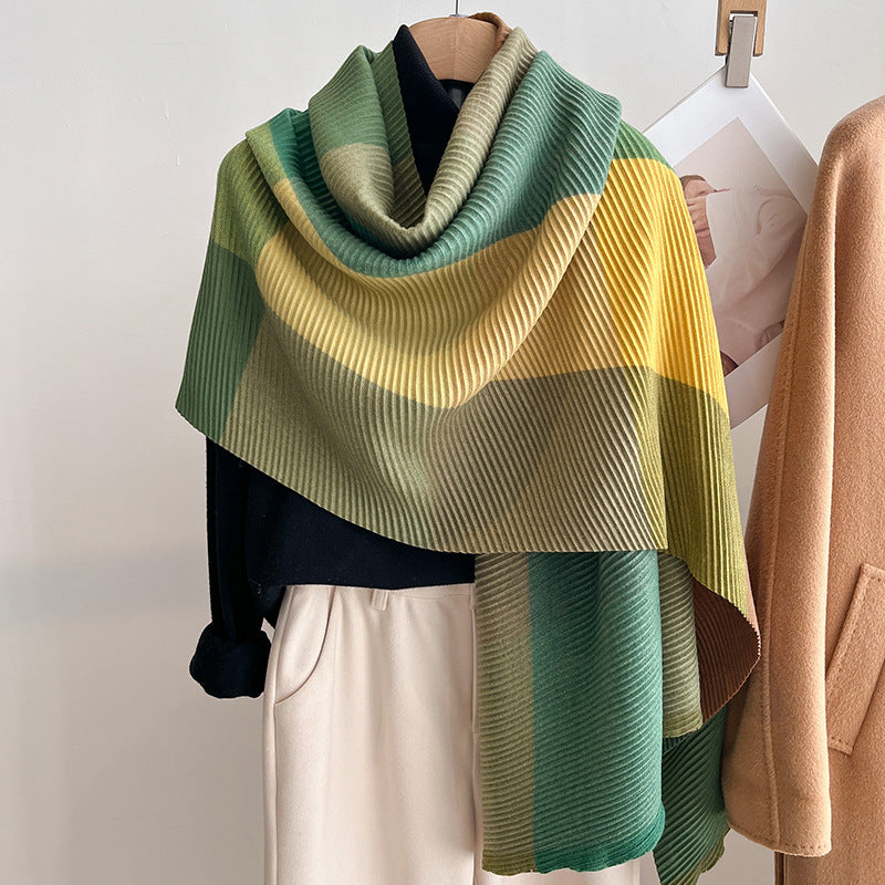 Women's Multicoloured Crinkled Cashmere All-Matching Shawl