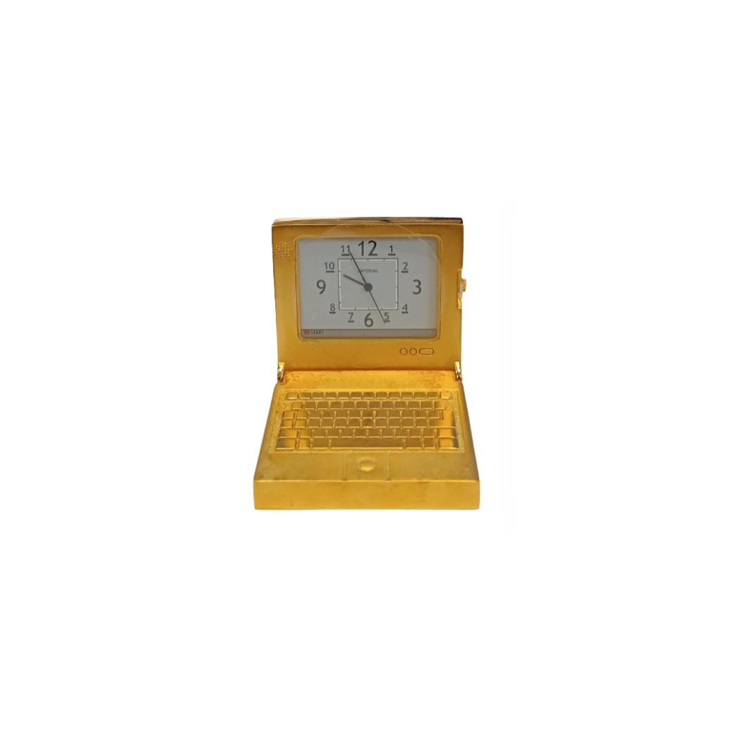 Miniature Clock PC Laptop Computer Goldtone Plated Solid Brass IMP1001G - CLEARANCE NEEDS RE-BATTERY
