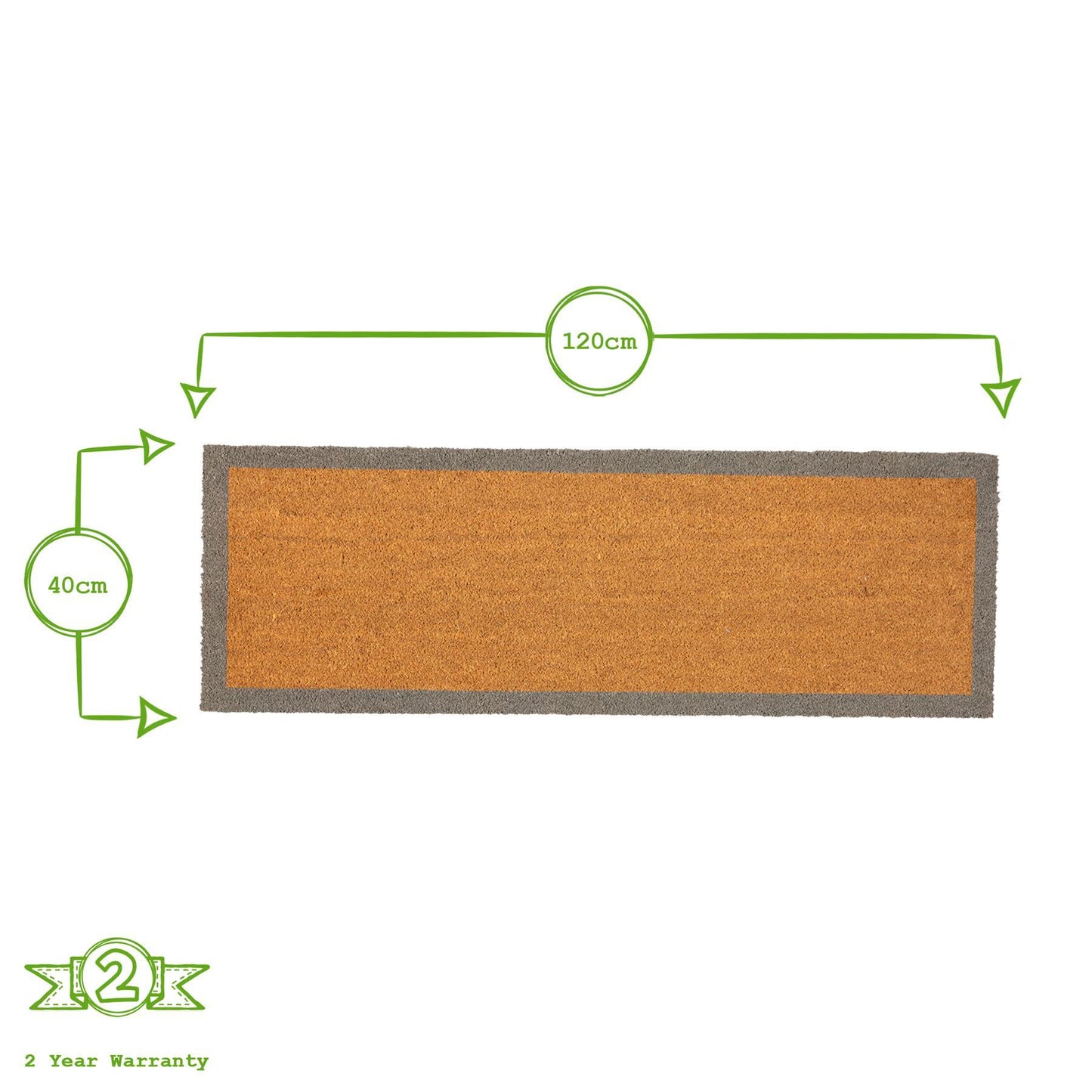 120cm x 40cm Grey Border Coir Double Door Mat