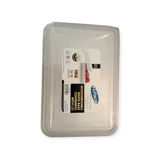 58oz WHITE BASE RECT MICROWAVE CONTAINER + LIDS