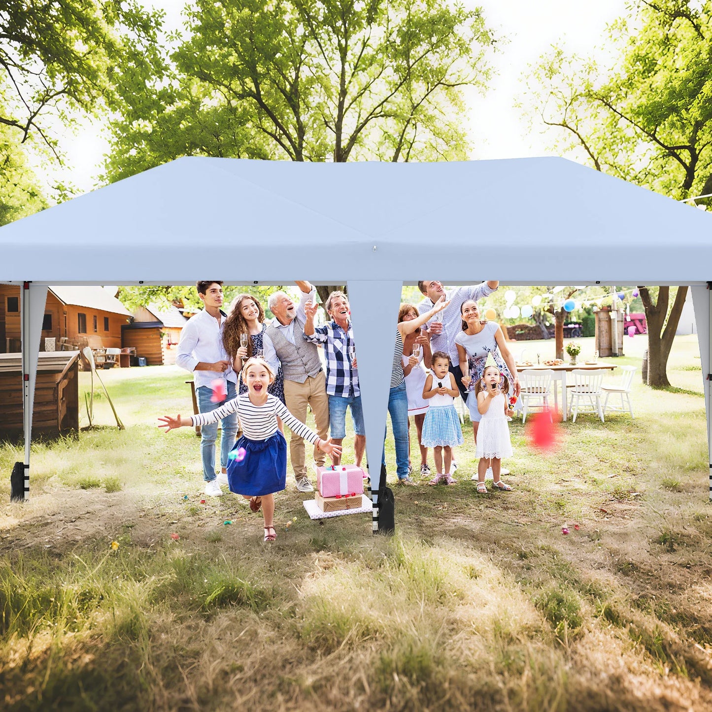 590 x 300 CM Outdoor Pop up Canopy Tent with Wheeled Bag-Grey