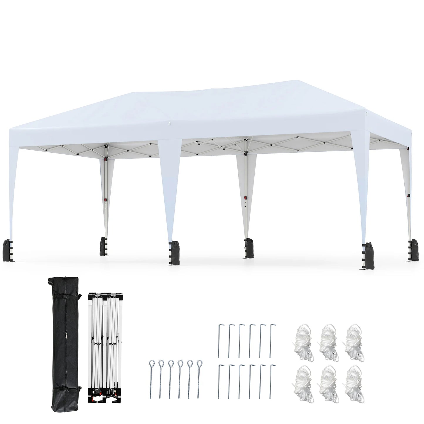 590 x 300 CM Outdoor Pop up Canopy Tent with Wheeled Bag-Grey