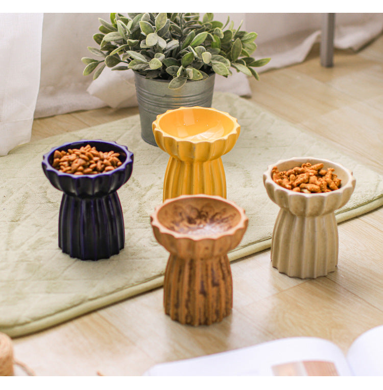 Ceramic tall cat bowl