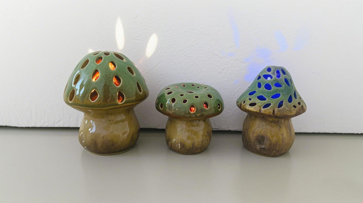 Set of 3 Mushrooms with Light