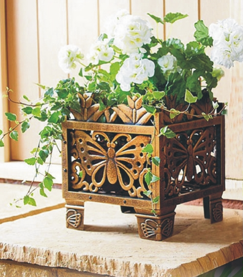 Bronze Butterfly Design Planter Rack