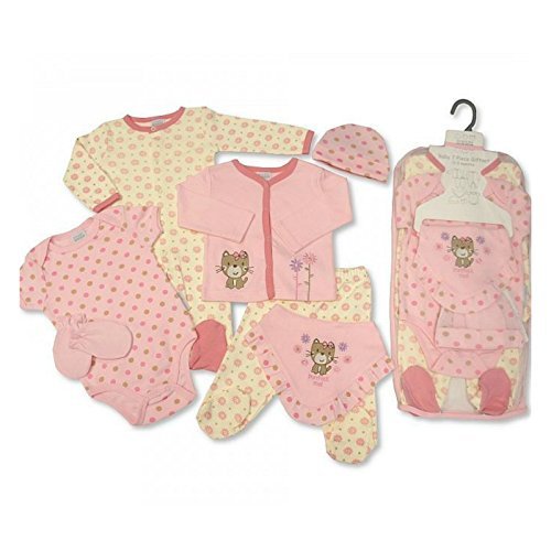 Baby Gift Set for Boy or Girl - 7 Piece Layette in a Mesh Bag - Nursery Time - Purrfect Me, Newborn